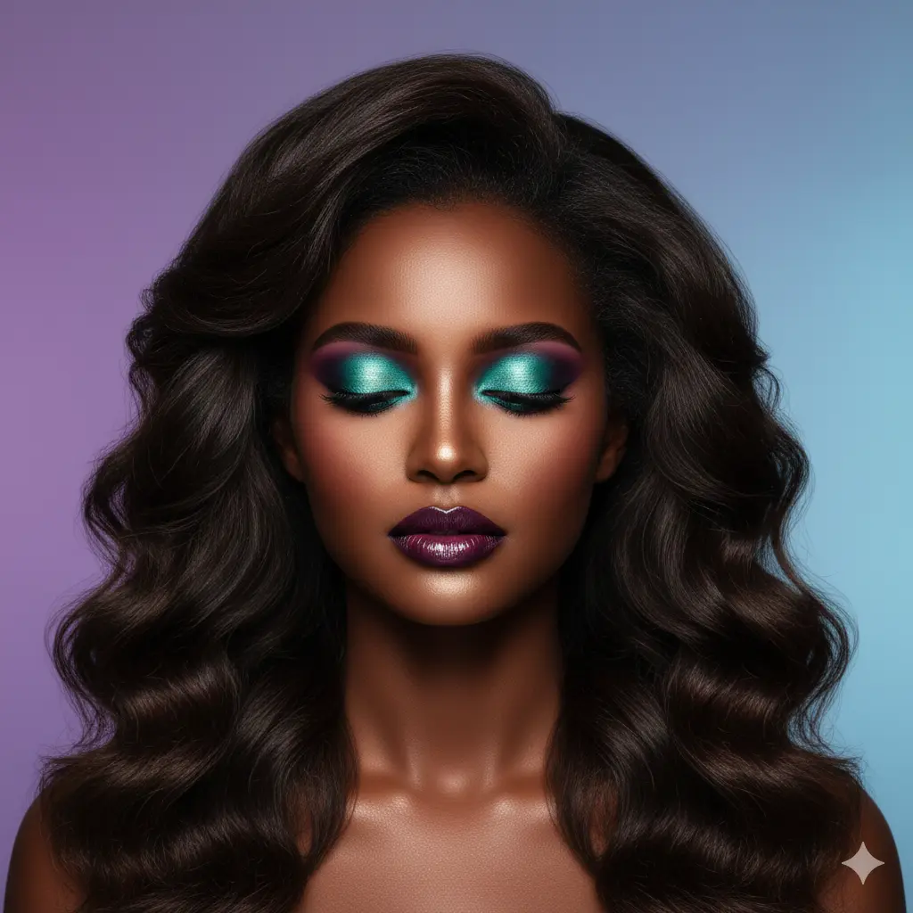 Creative makeup with bold lip